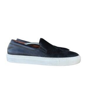 Aquatalia Black Textured Slip-On‎ Loafers